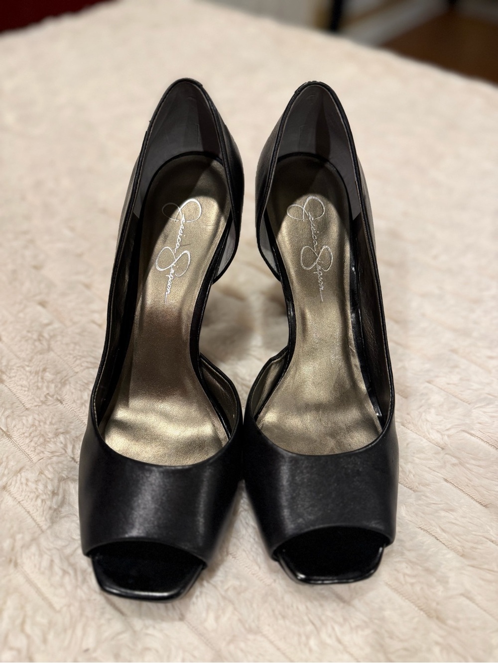 Jessica Simpson Black Open-Toe High Heels - Women Size 10